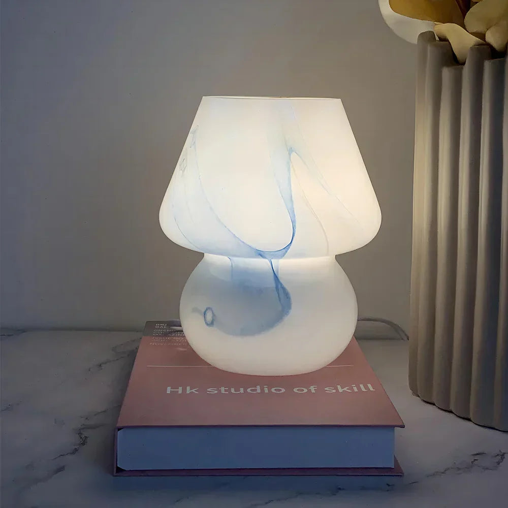 LumiMush Ästhetische Glaspilzlampe mit warmer Stimmungsbeleuchtung