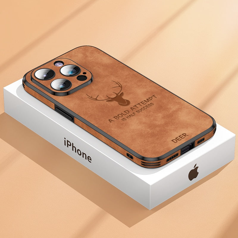 Deer – iPhone-Hülle Leder stoßfest & elegant – ideal für Alltag & Büro