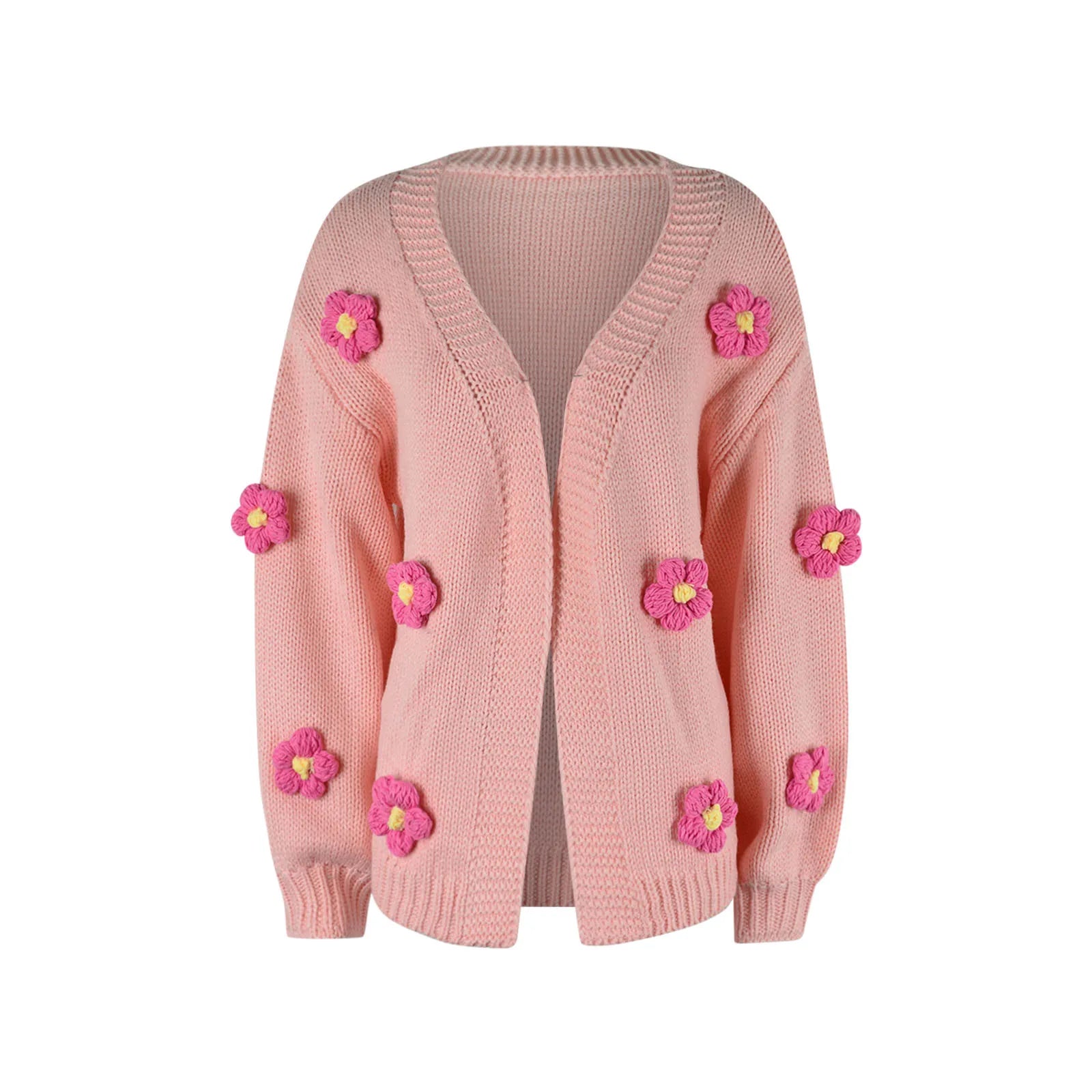 Hübsche rosa Strickjacke mit Blumendruck - Nino