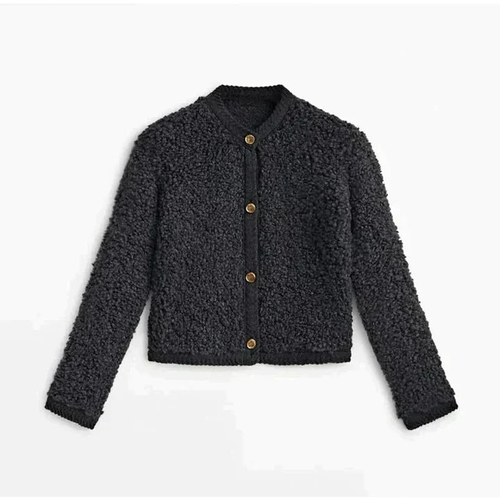 Kuschelige kurze Teddybär-Strickjacke - Kitana