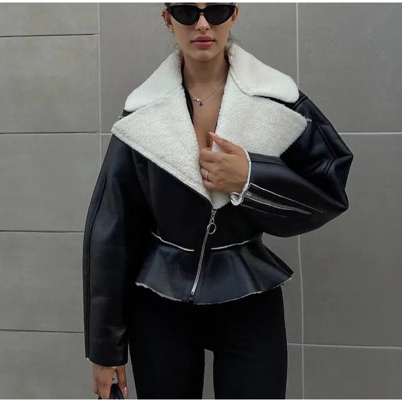 Veste en polaire Nancy | Veste courte robuste avec design patchwork en 3 couleurs