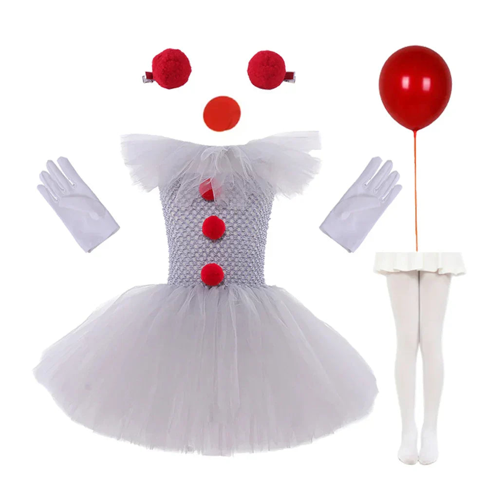 MoonCarnival – Mädchen Clown Tutu Kleid – Halloween Kostüm