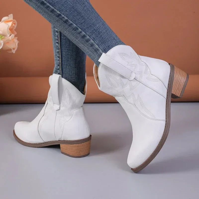 Rutschfeste Cowboystiefel mit niedrigem Absatz für Frauen - Safira