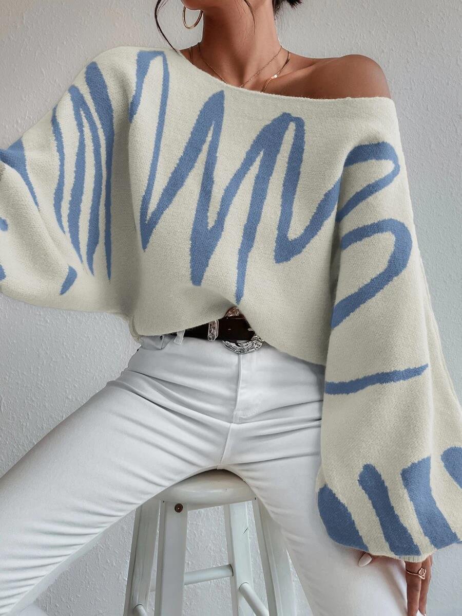 Yvella pullover | Hvid oversized pullover med pufærmer | Elegance og komfort