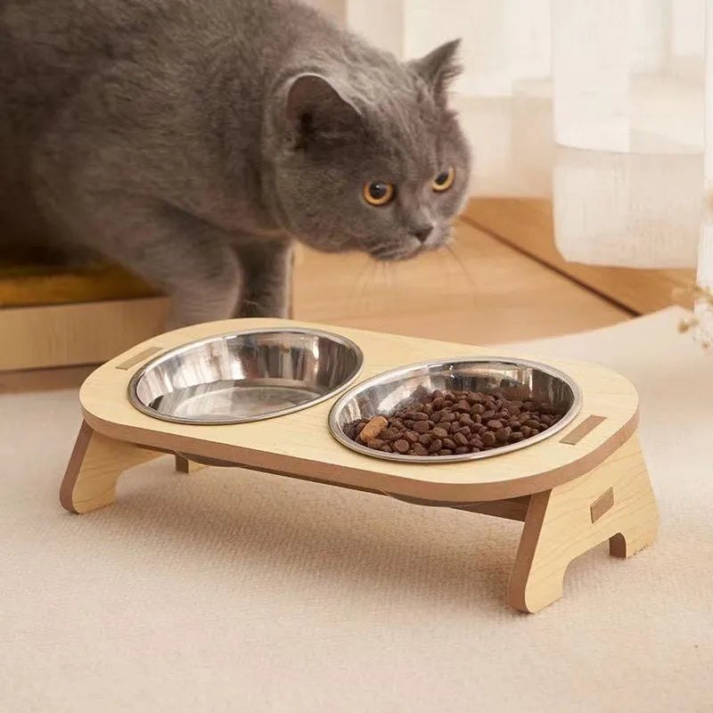 DuoFeast NatureLine – Stilvoller Doppel-Futternapf aus Holz mit Charme