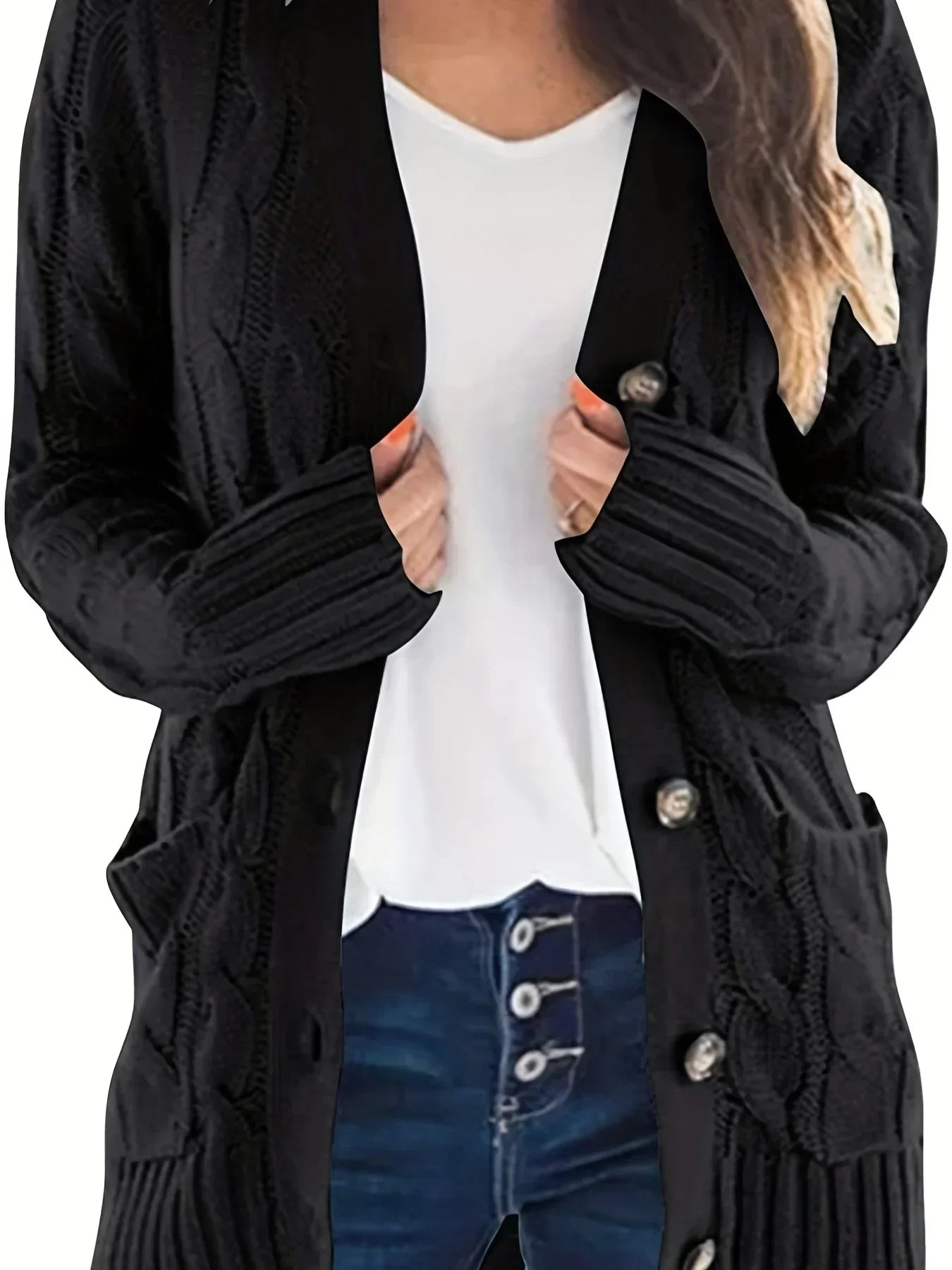 Kuschelige Strickjacke mit Knöpfen - Yalena