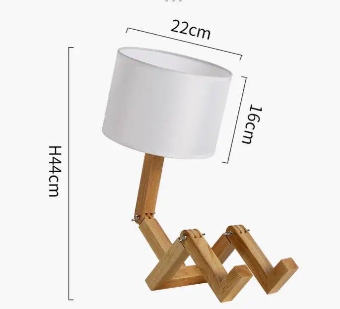 Roboter Wooden Tischleuchte – Verspielte Design-Tischleuchte mit Charme