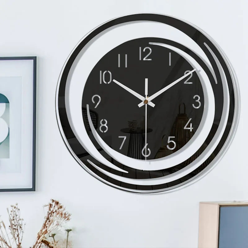 ScandiTime – Schwarze Acryl-Wanduhr Leise – Modernes Skandinavisches Design