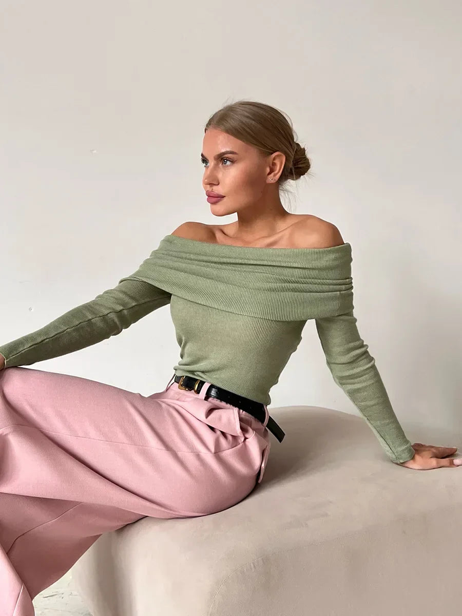 Gestrickter schulterfreier Pullover - Yancy