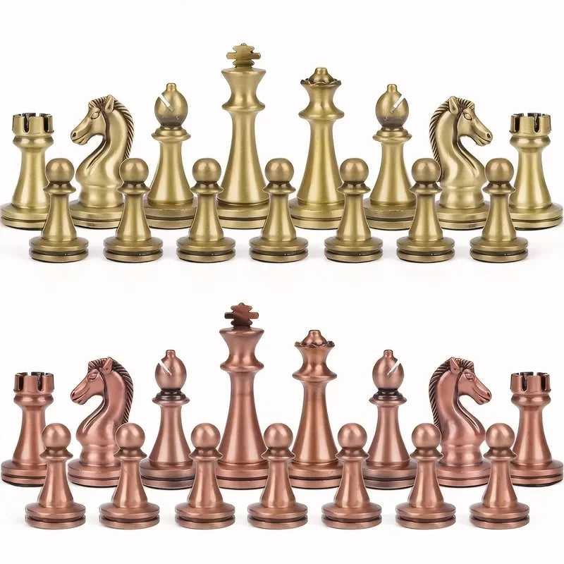 Ardente Antikes Schachspiel – Klappbares Massivholzbrett mit bronzenen Figuren (30 cm)