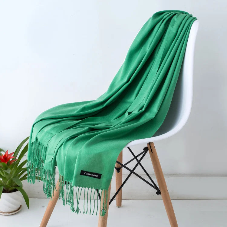 Kaschmir-Winterschal Damen mit Fransen – als Pashmina & Hijab tragbar