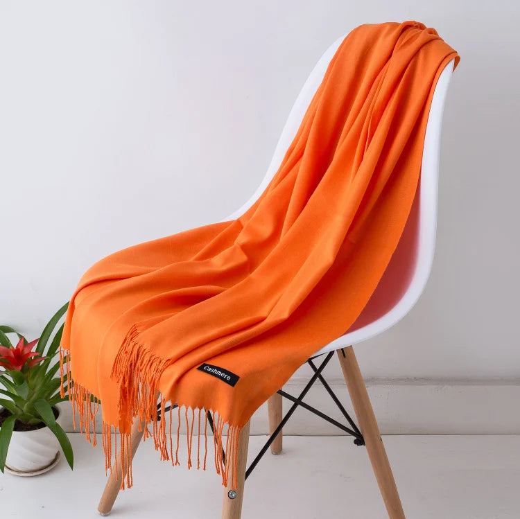 Kaschmir-Winterschal Damen mit Fransen – als Pashmina & Hijab tragbar