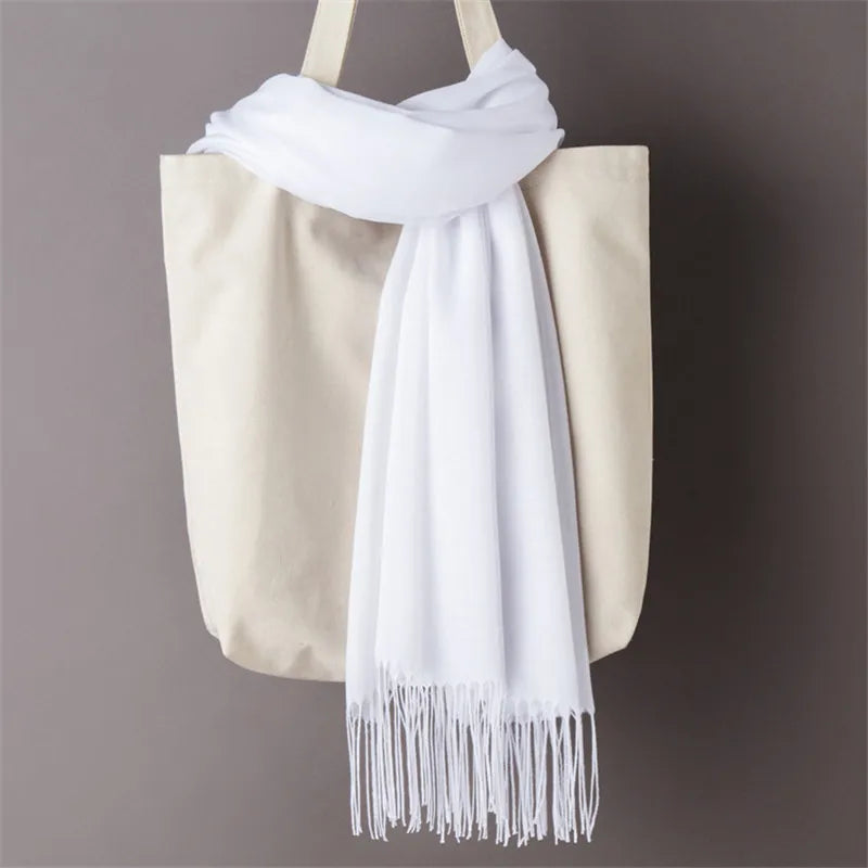 Kaschmir-Winterschal Damen mit Fransen – als Pashmina & Hijab tragbar