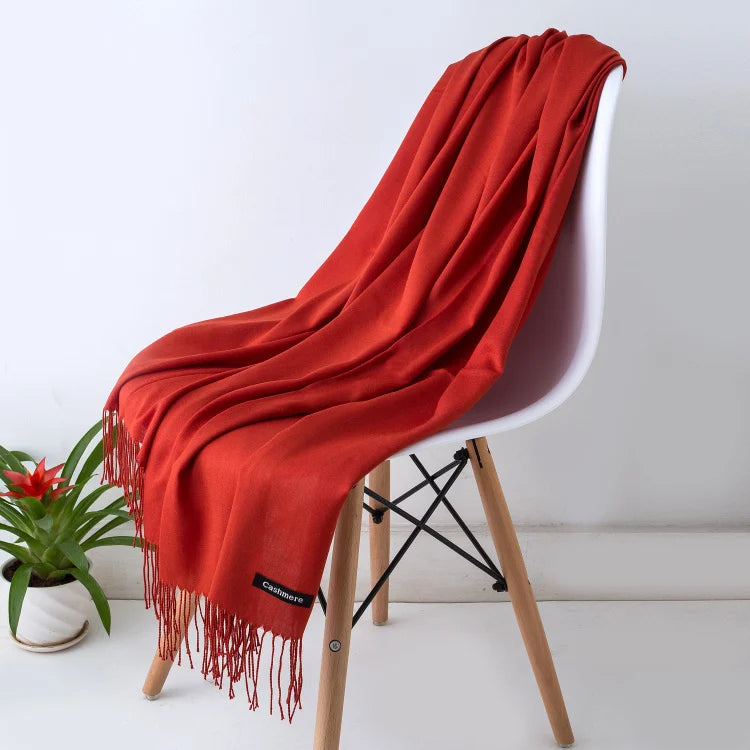 Kaschmir-Winterschal Damen mit Fransen – als Pashmina & Hijab tragbar