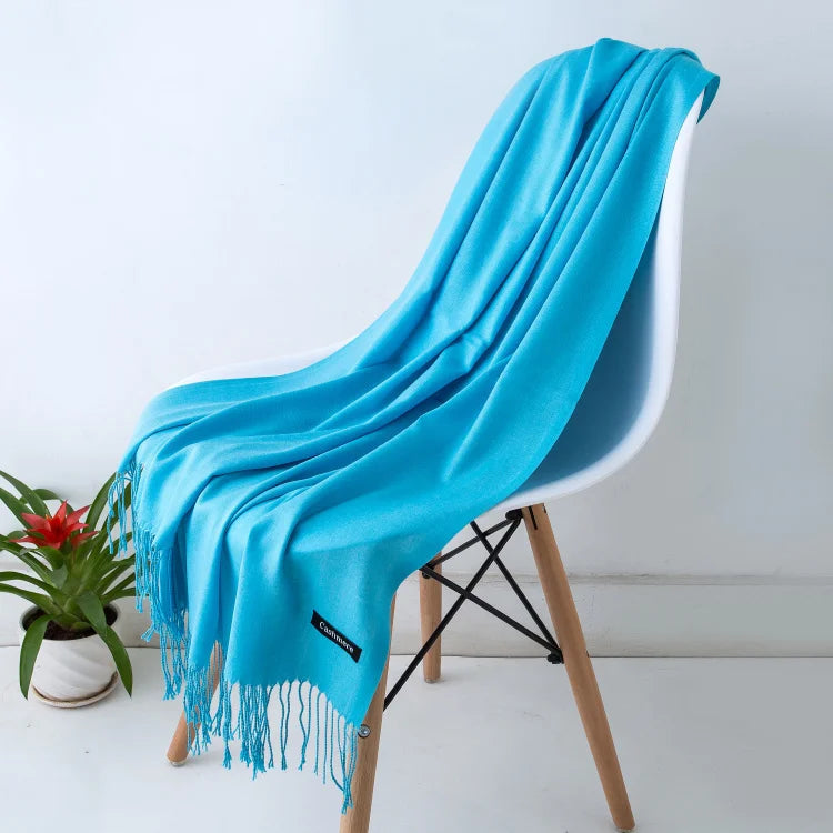 Kaschmir-Winterschal Damen mit Fransen – als Pashmina & Hijab tragbar