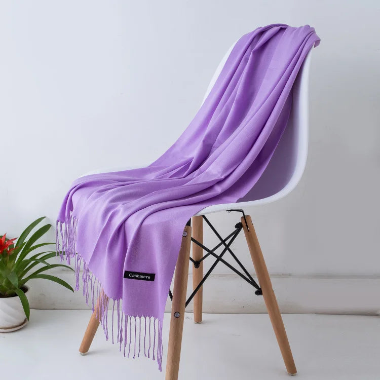 Kaschmir-Winterschal Damen mit Fransen – als Pashmina & Hijab tragbar