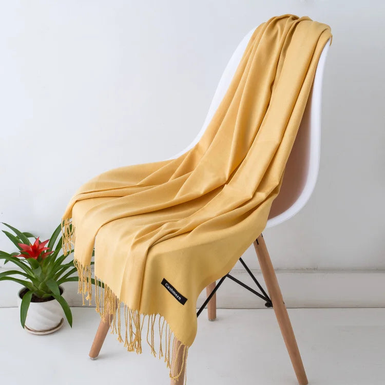 Kaschmir-Winterschal Damen mit Fransen – als Pashmina & Hijab tragbar