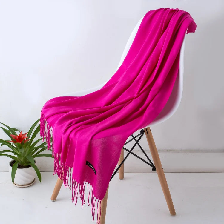 Kaschmir-Winterschal Damen mit Fransen – als Pashmina & Hijab tragbar
