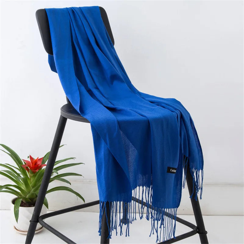 Kaschmir-Winterschal Damen mit Fransen – als Pashmina & Hijab tragbar