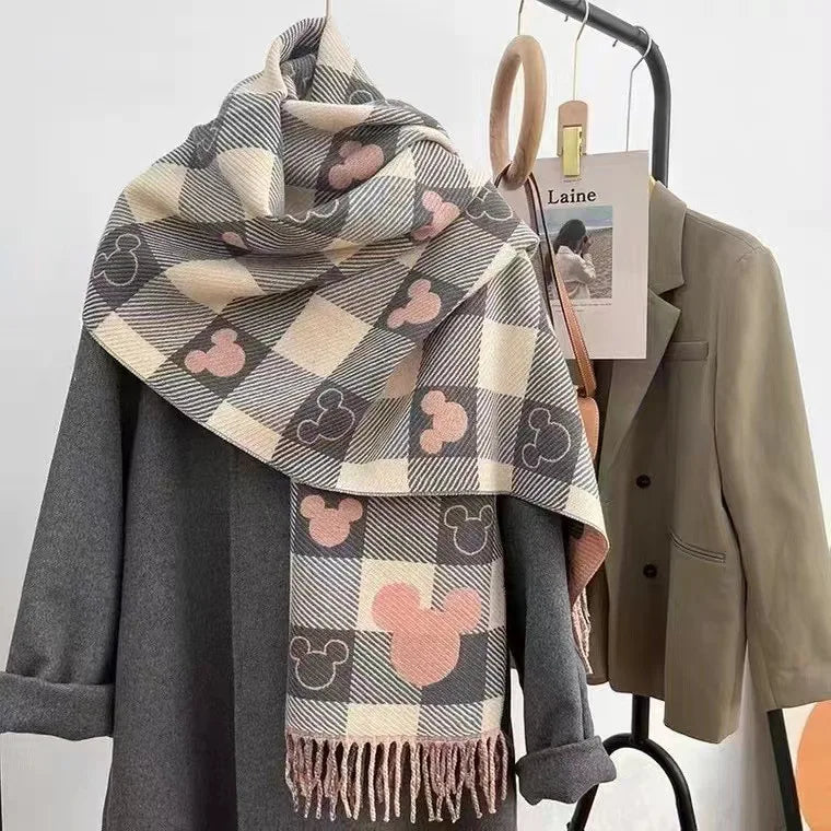 Damen Schal mit Mickey-Motiv – Weich, warm & verspielt