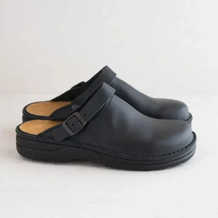 Elegante Unisex-Lederpantoffeln mit Komfortsohle für Alltag & Zuhause