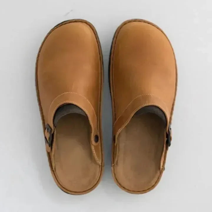 Elegante Unisex-Lederpantoffeln mit Komfortsohle für Alltag & Zuhause