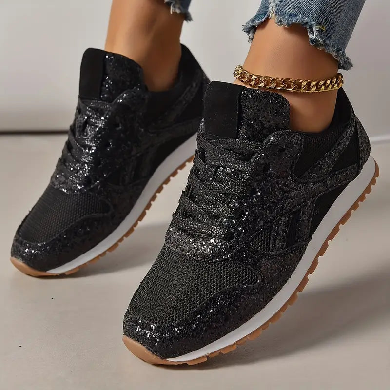 Schimmernde Damen Sneaker – Glitzer-Look für Sommer & Freizeit