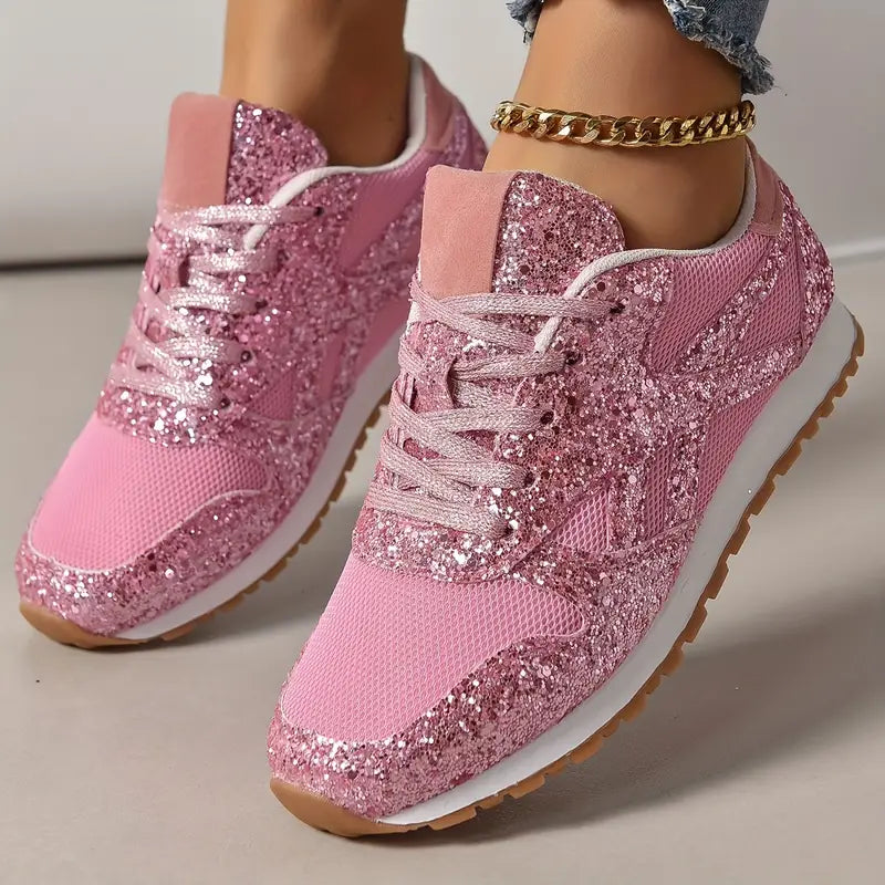 Schimmernde Damen Sneaker – Glitzer-Look für Sommer & Freizeit
