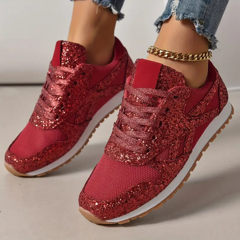 Schimmernde Damen Sneaker – Glitzer-Look für Sommer & Freizeit