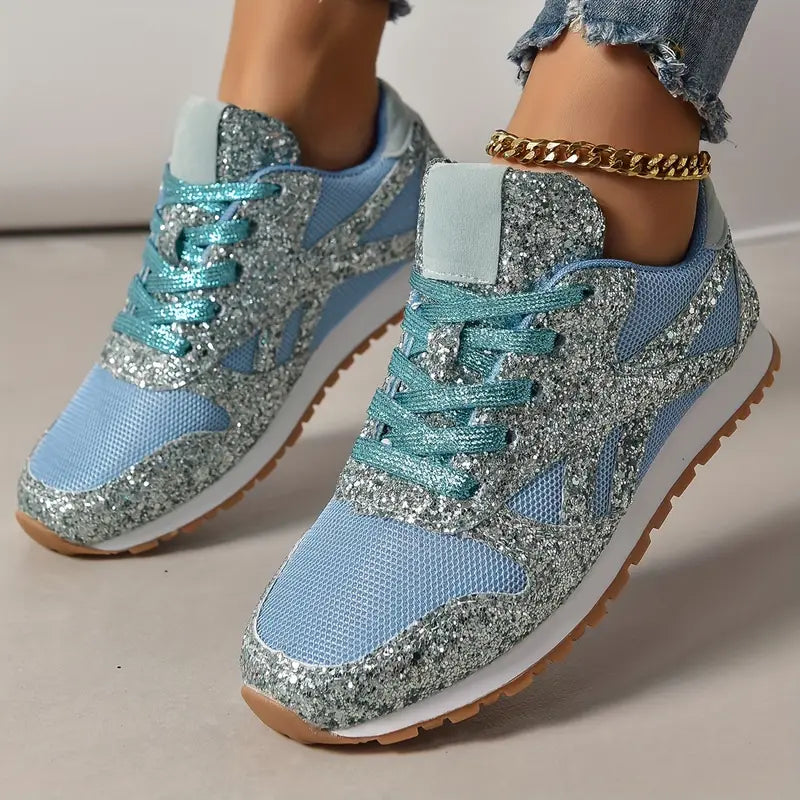 Schimmernde Damen Sneaker – Glitzer-Look für Sommer & Freizeit
