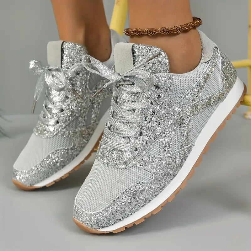 Schimmernde Damen Sneaker – Glitzer-Look für Sommer & Freizeit