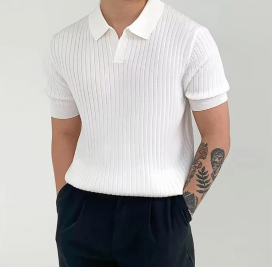 Geripptes Poloshirt aus Baumwolle - Friedhelm