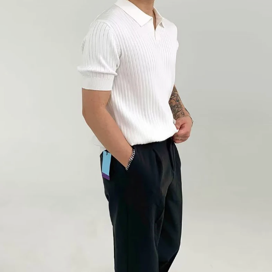 Geripptes Poloshirt aus Baumwolle - Friedhelm