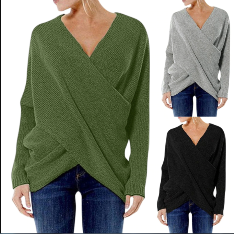 Valmere – Pull en cachemire pour femmes avec détail croisé pour automne/hiver