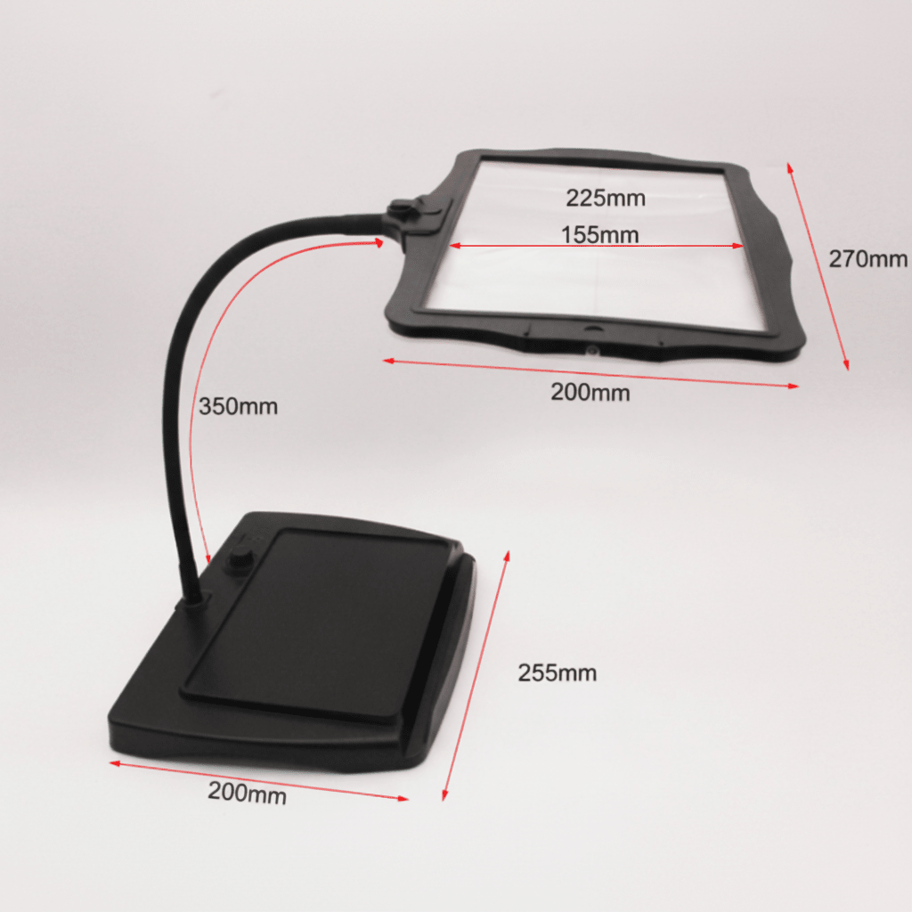 Vergrößerungs-Stehlampe – Große 3-fach Lupe mit Heller LED-Beleuchtung & Flexiblem Schwanenhals