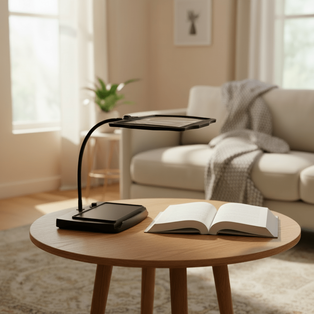 Vergrößerungs-Stehlampe – Große 3-fach Lupe mit Heller LED-Beleuchtung & Flexiblem Schwanenhals