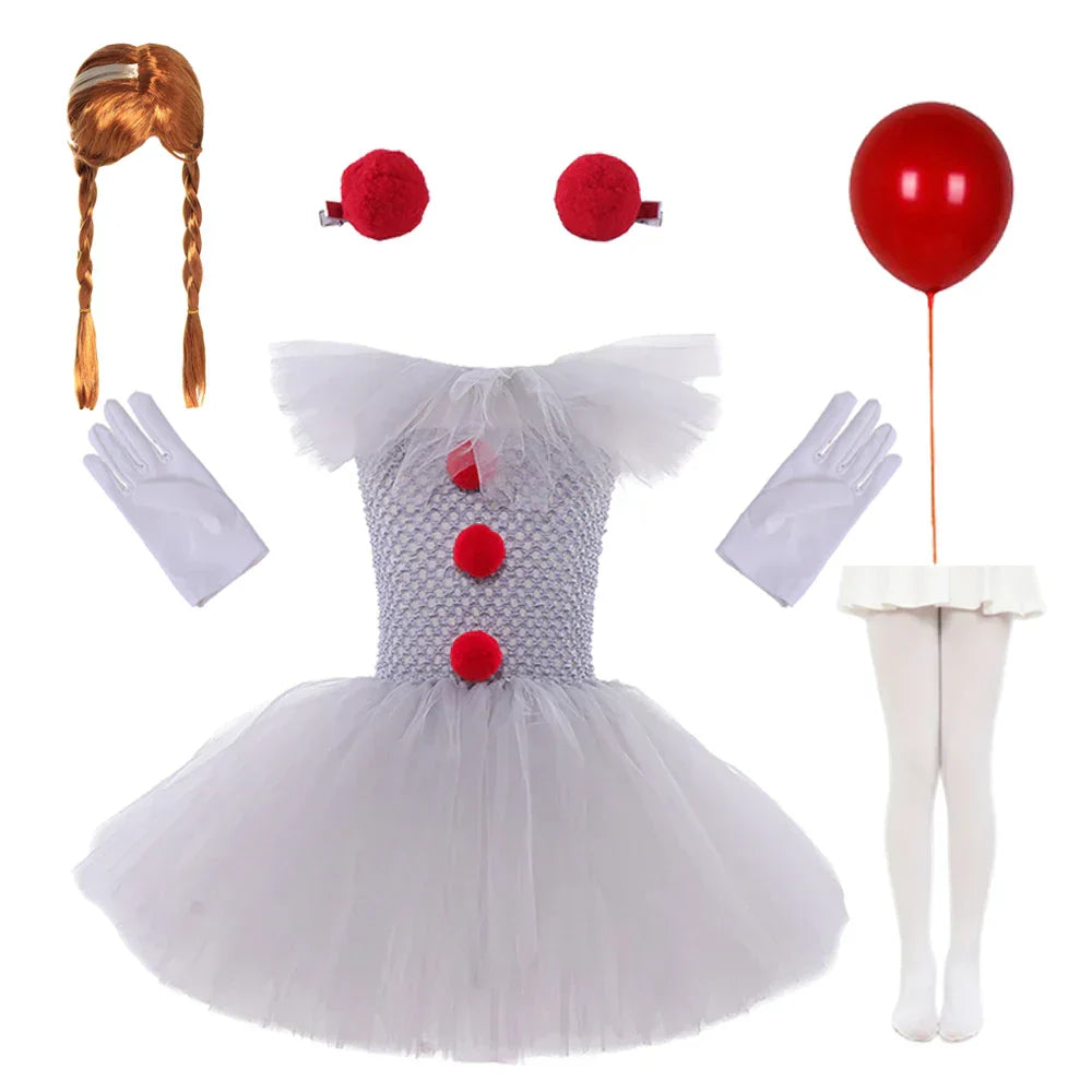 MoonCarnival – Mädchen Clown Tutu Kleid – Halloween Kostüm