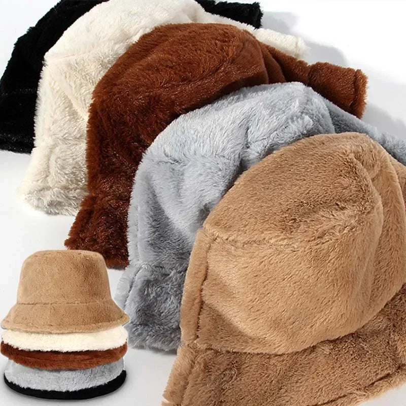 Warme Herbst Kaninchen Pelz Eimer Hut für Frauen - Lorna