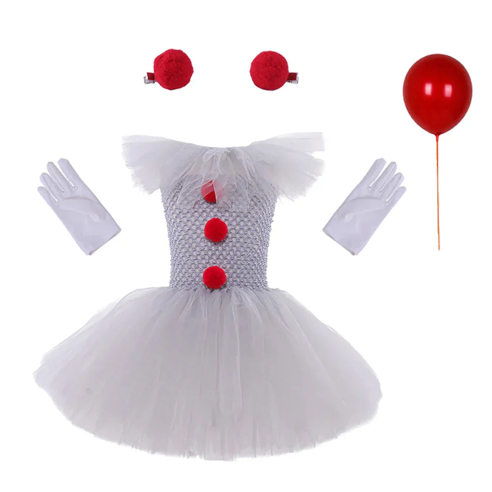 MoonCarnival – Mädchen Clown Tutu Kleid – Halloween Kostüm