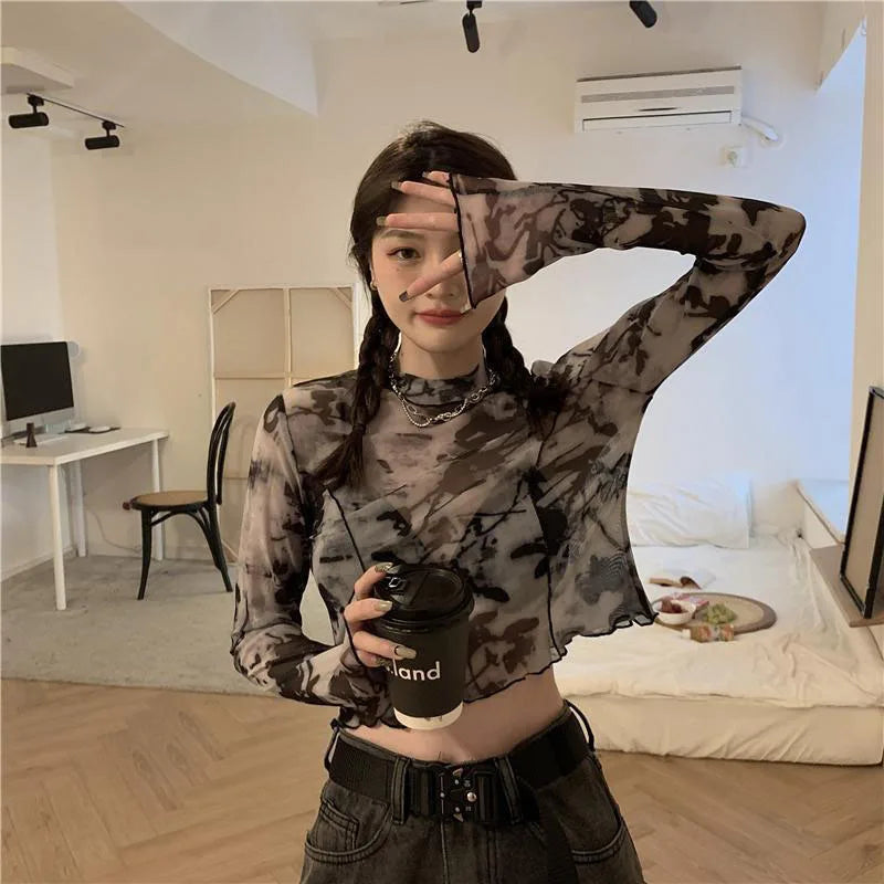 Rilla - Damen Langarm Tie Dye T-shirt