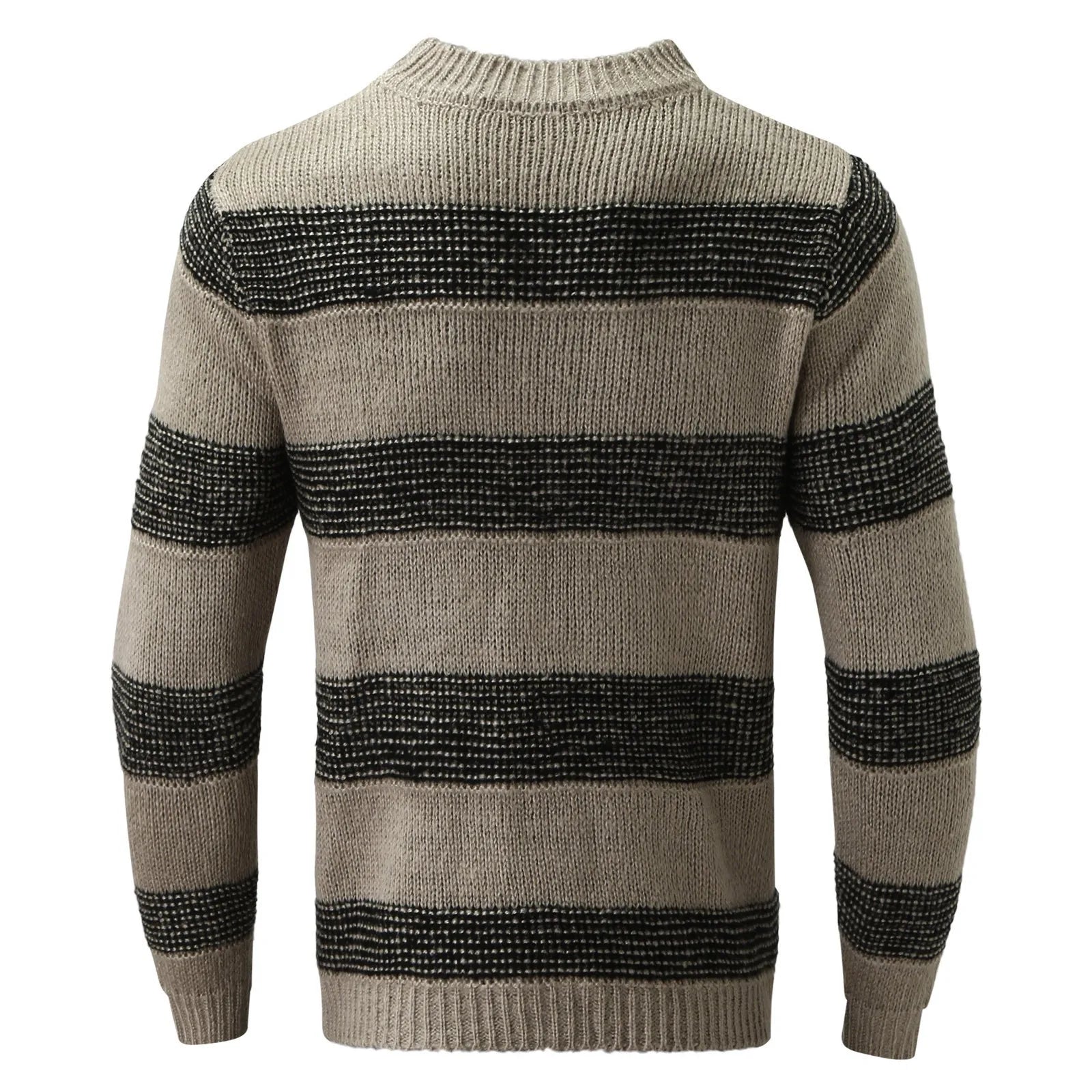 Devako Stripe - Herre stribet striktrøje, afslappet rundhalset trøje til efterår og vinter