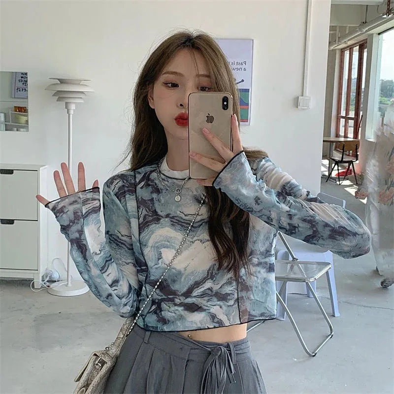 Rilla - Damen Langarm Tie Dye T-shirt