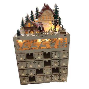 Nordlicht – Holz Weihnachten Adventskalender Rentierdorf – 24 Schubladen