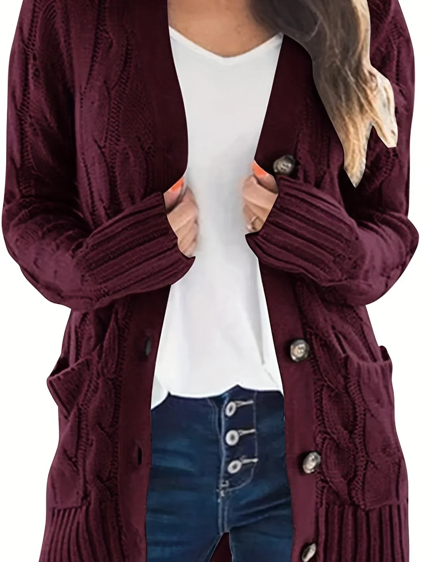 Kuschelige Strickjacke mit Knöpfen - Yalena