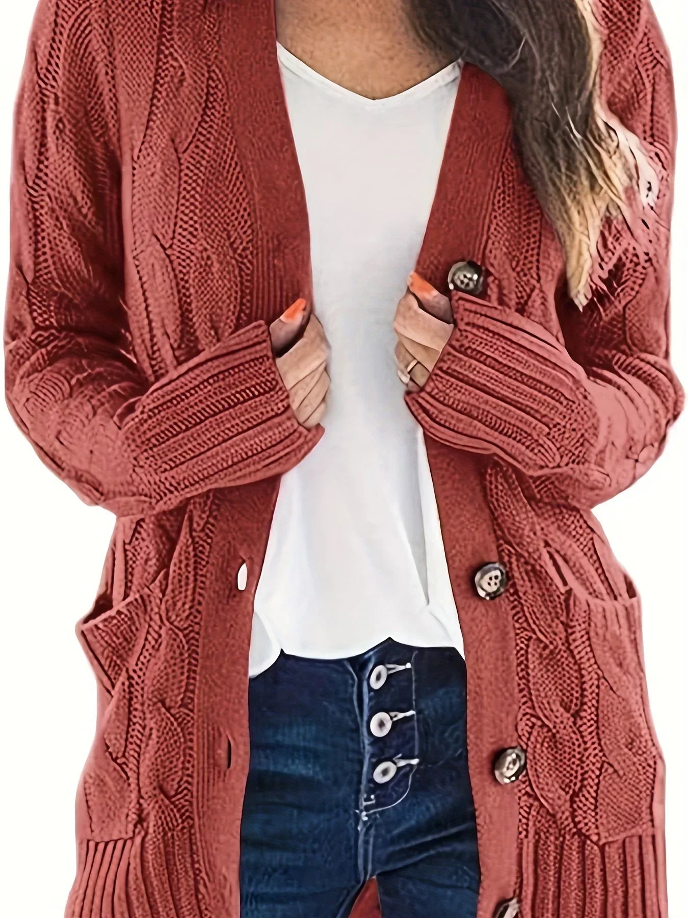 Kuschelige Strickjacke mit Knöpfen - Yalena