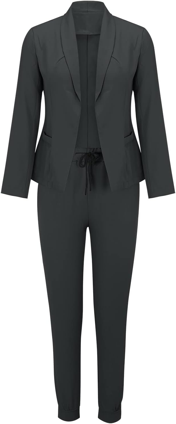 Damen Zweiteiler Anzug Set mit Gürtel und Blazer – Business Look