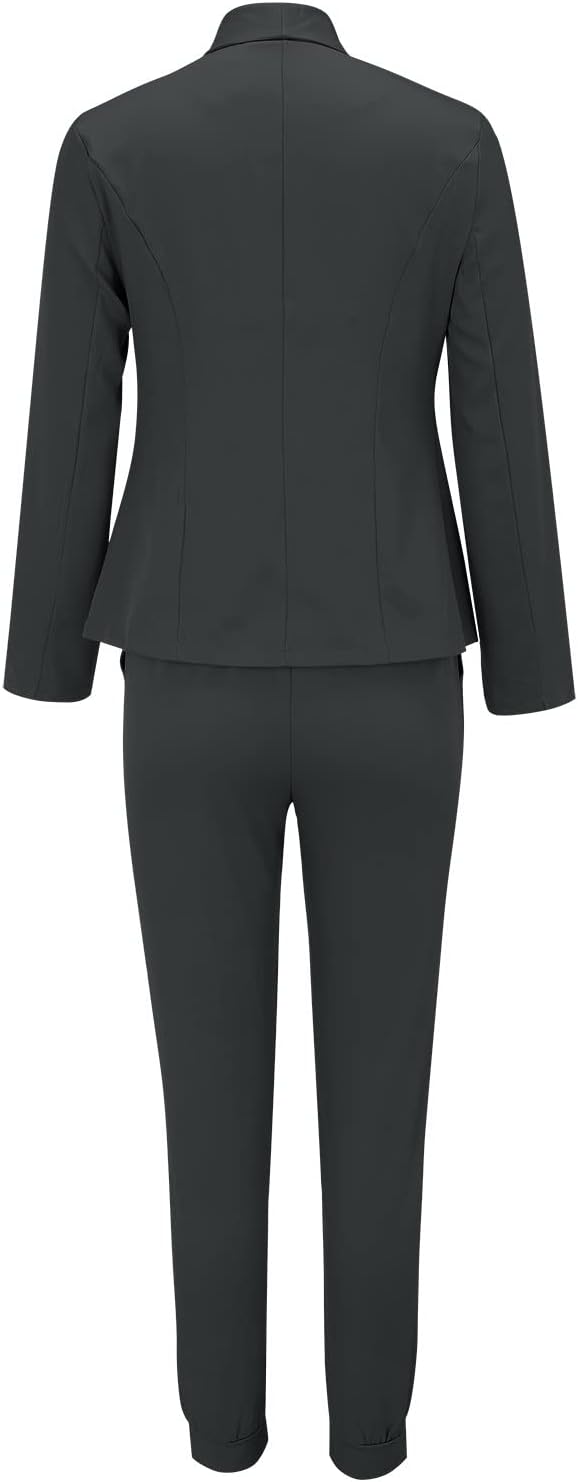 Damen Zweiteiler Anzug Set mit Gürtel und Blazer – Business Look