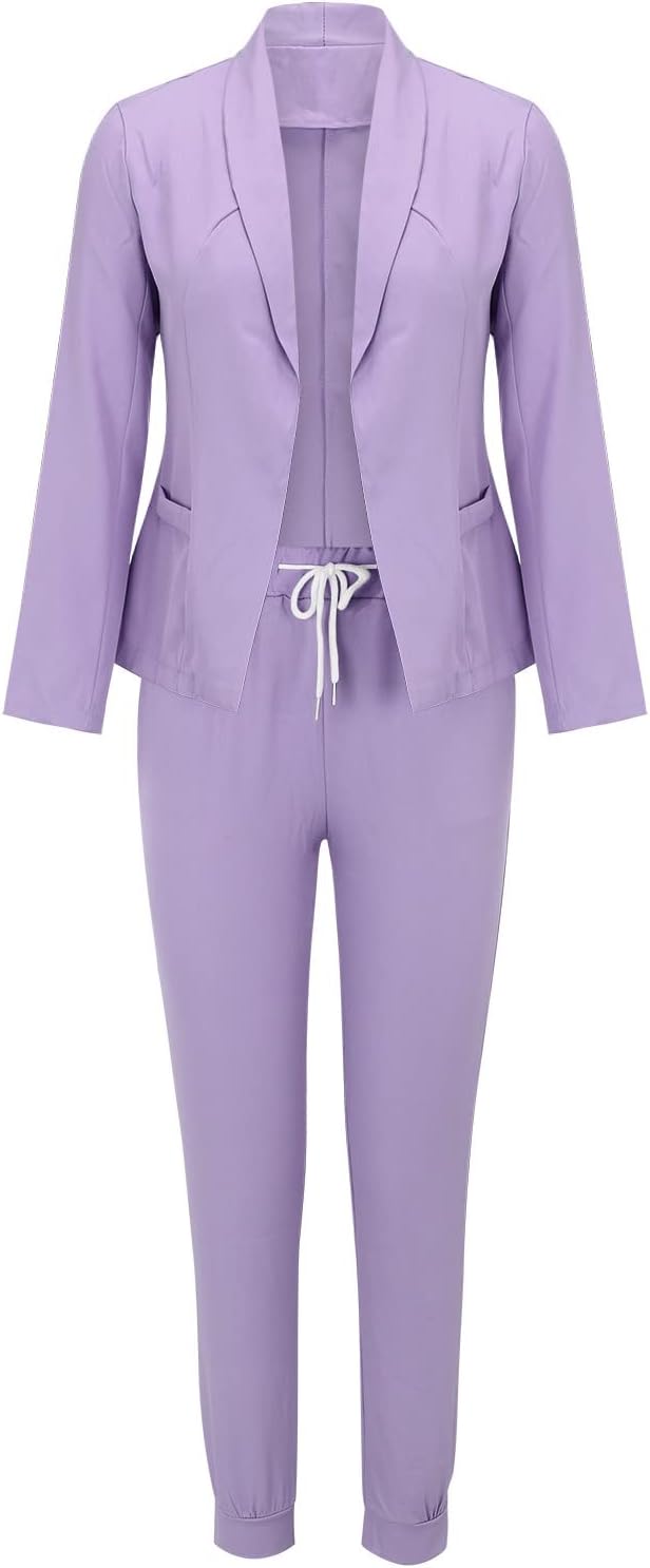 Damen Zweiteiler Anzug Set mit Gürtel und Blazer – Business Look