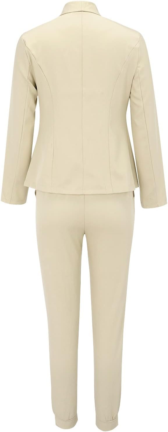 Damen Zweiteiler Anzug Set mit Gürtel und Blazer – Business Look