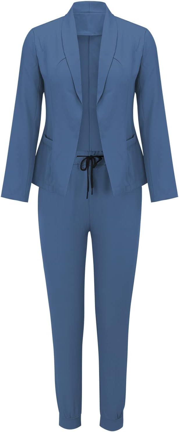 Damen Zweiteiler Anzug Set mit Gürtel und Blazer – Business Look
